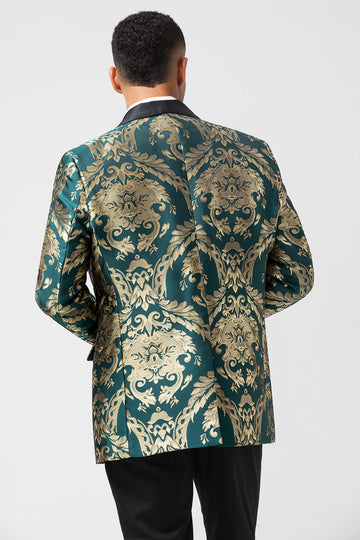 Mørkegrønn Jacquard Ballblazer for menn med sjal jakkeslag